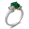 2.02ct.tw. Diamond And Emerald Three Stone Ring Emerald 1.34ct. 14KWY DKR002832